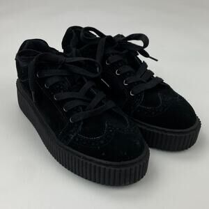 TUK Black Suede Leather Industrial Platform Creeper Shoes Men's Size 7/Women's 9